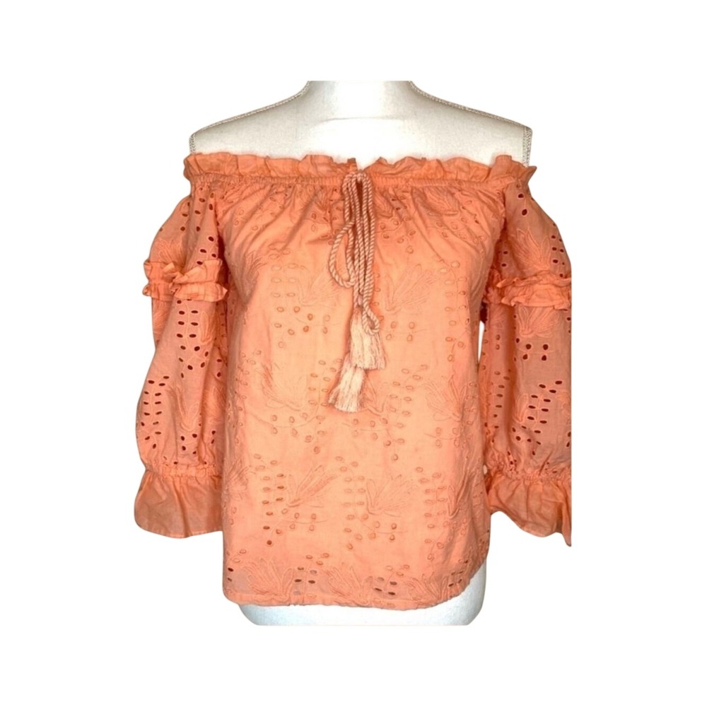 Seen Worn Kept Women Off Shoulder embroidered Cotton Top Size 2